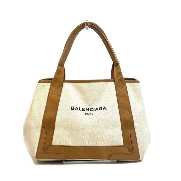 BALENCIAGA 339933 Logo print Navy Cabas S Hand Bag Tote Bag - Picture 1 of 13